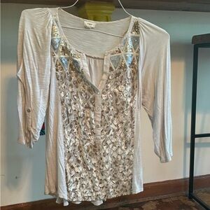 Anthropologie fun sparkly shirt. 3/4 sleeves